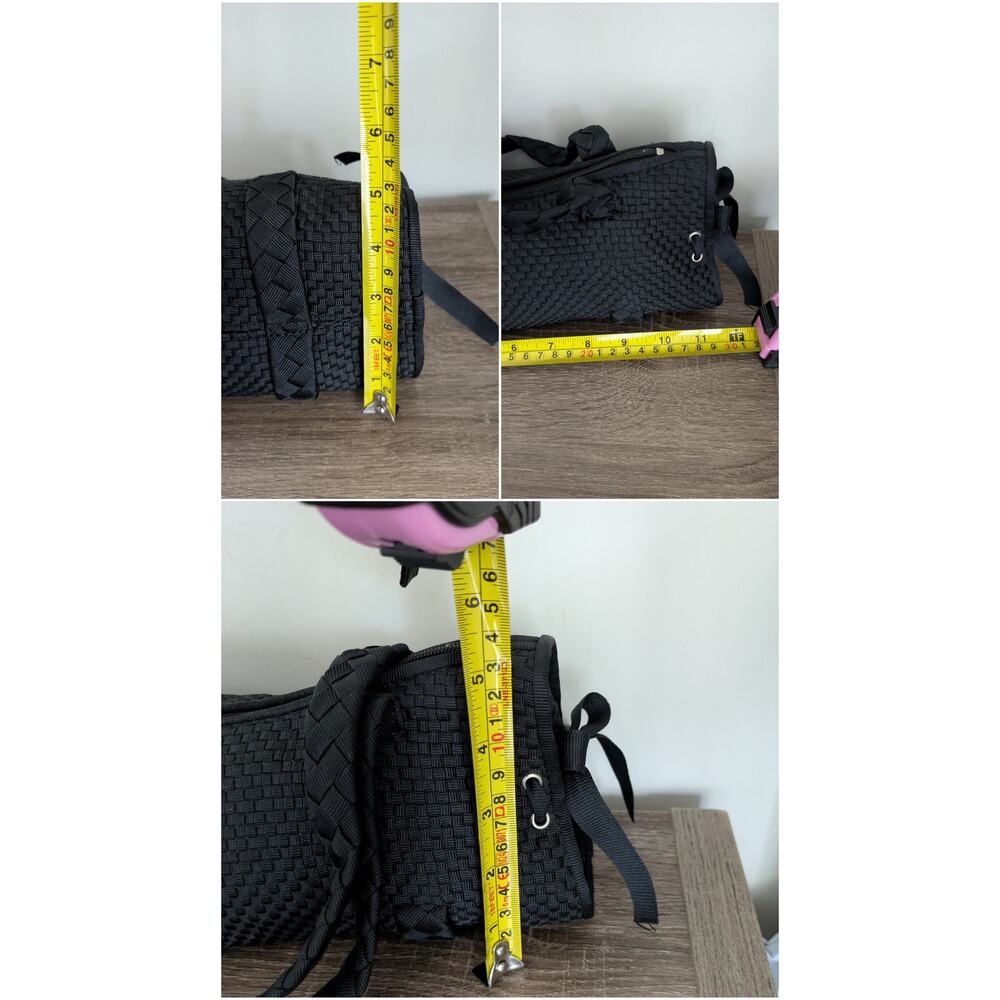 Y2K The Sak Woven Shoulder Bag Black Viscose Ribbon Whimsigoth Coastal Beachy - Picture 5 of 8